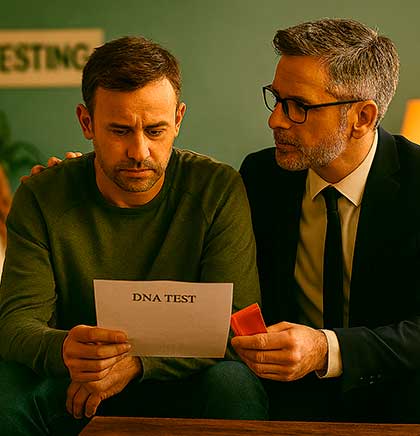 Hombre reflexionando sobre una prueba de paternidad